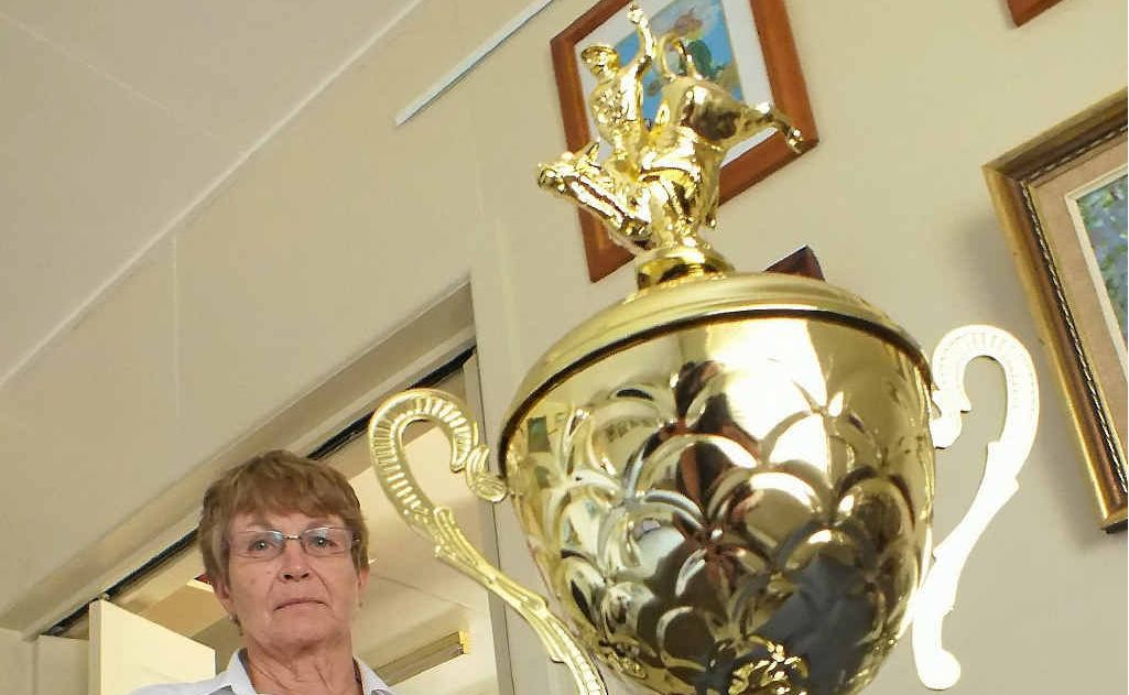 Annette Redgwell with the newly finished Gus Mauch Memorial Cup. Annette Redgwell with the newly finished Gus Mauch Memorial Cup.